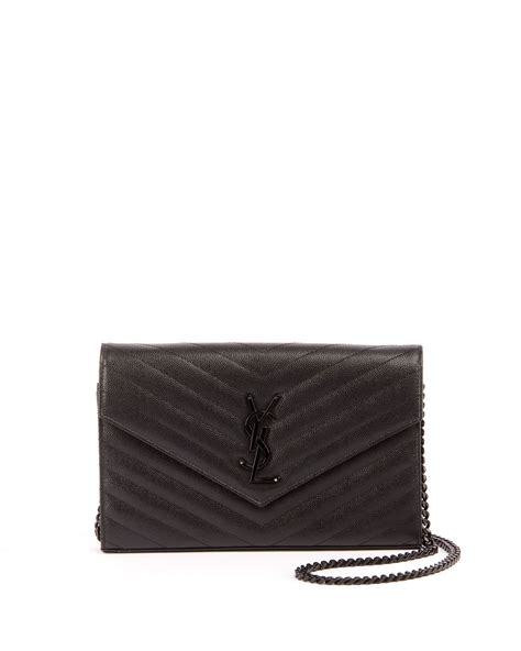 monogram ysl small matelasse envelope chain wallet black|ysl uptown wallet on chain.